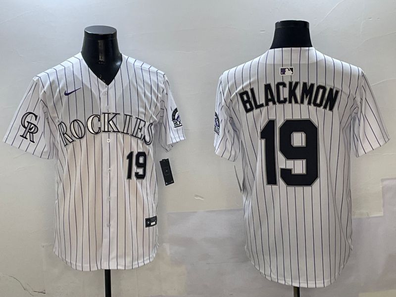 Men Colorado Rockies #19 Blackmon White Stripe Game 2025 Nike MLB Jersey style 3->houston astros->MLB Jersey